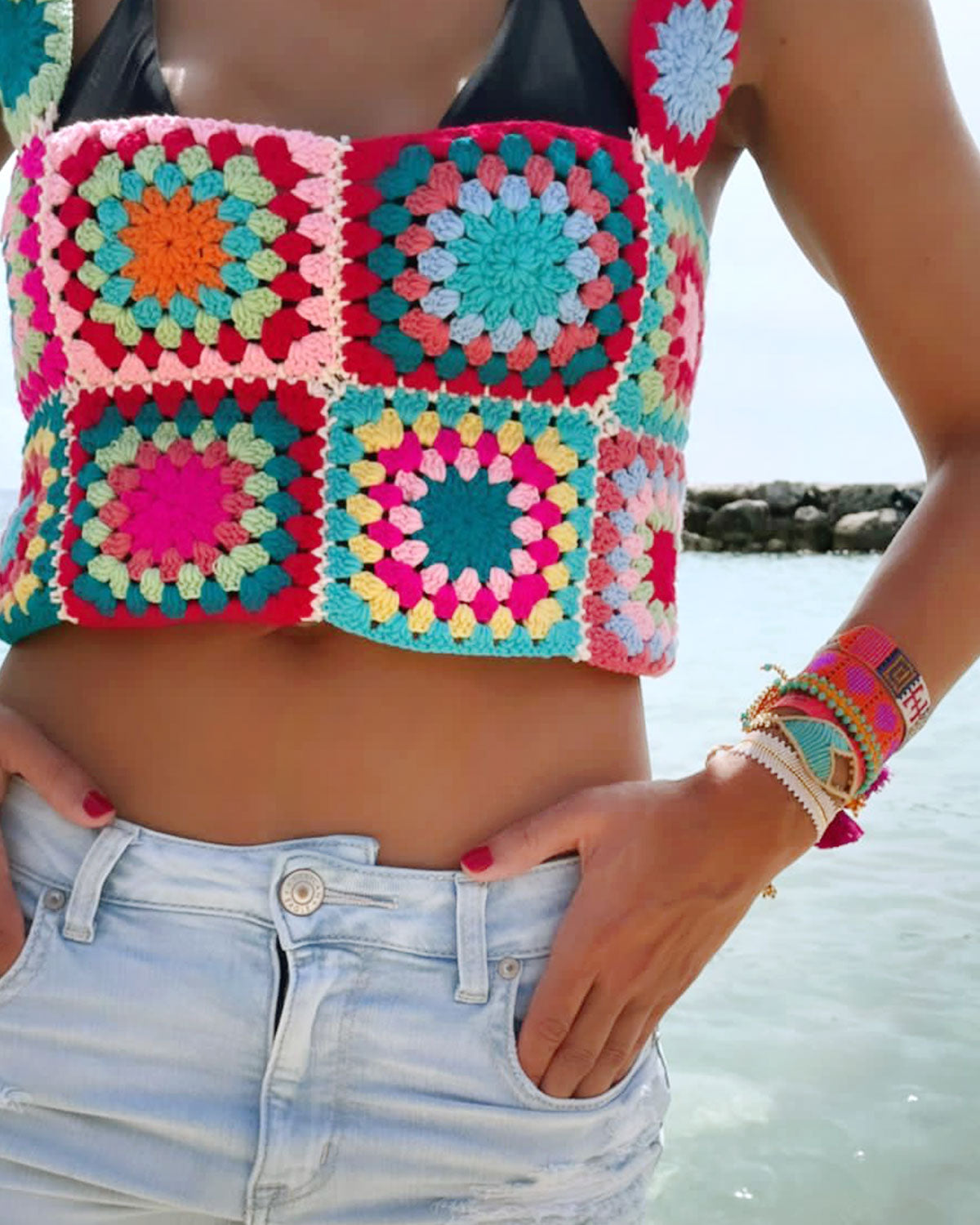 Crop Top Granny Crochet colorful